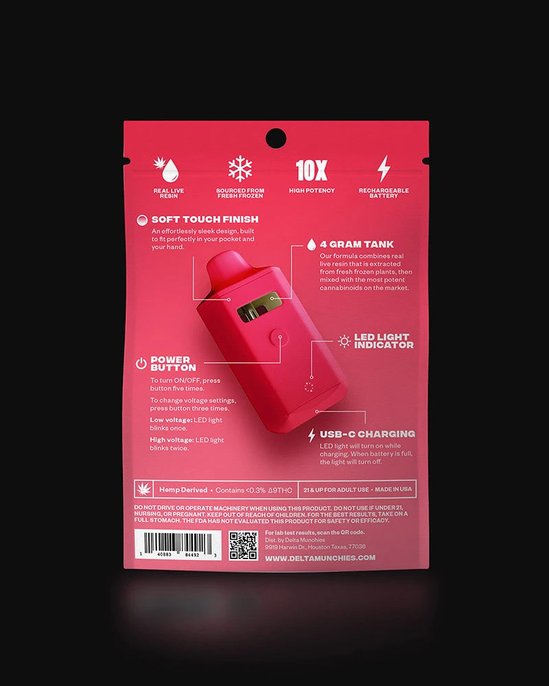 Delta Munchies D8 + THC-P Live Resin Disposable 4 gram
