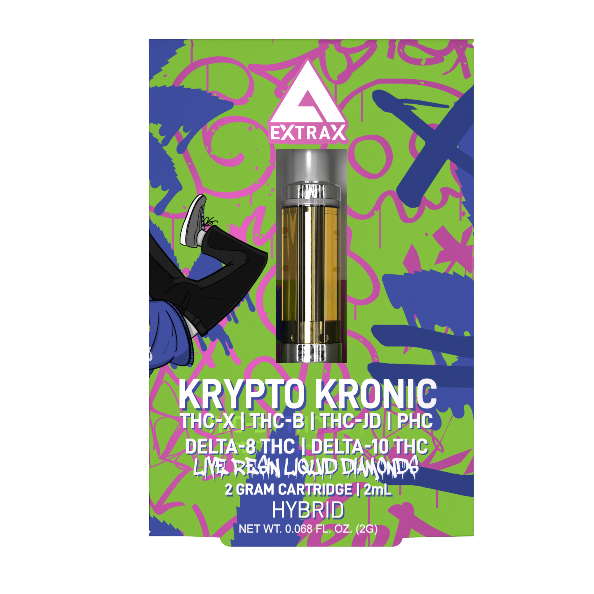 Extrax D8 + D10 + THC-B + THC-JD + THC-X + PHC Live Resin Liquid Diamonds Cartridge 2 Gram