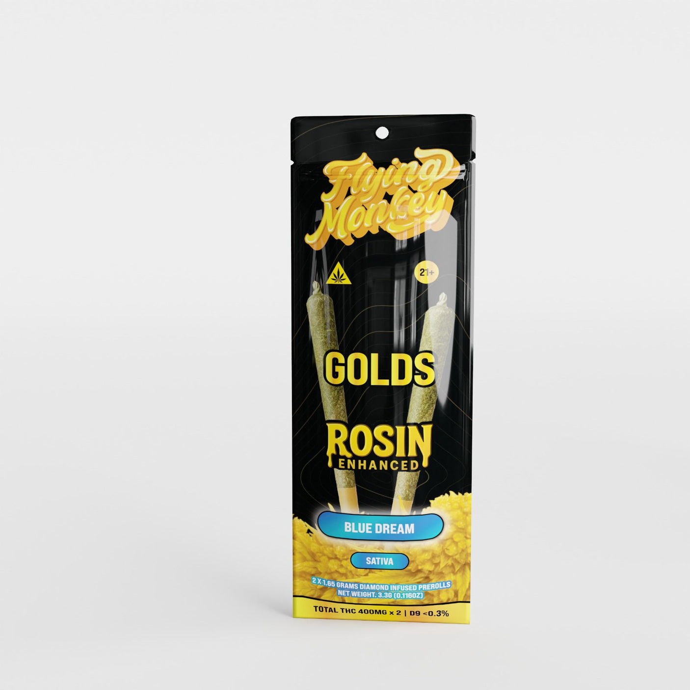 Flying Monkey GOLDS Rosin Enhanced Diamond Infused Prerolls 2 x 1.65g