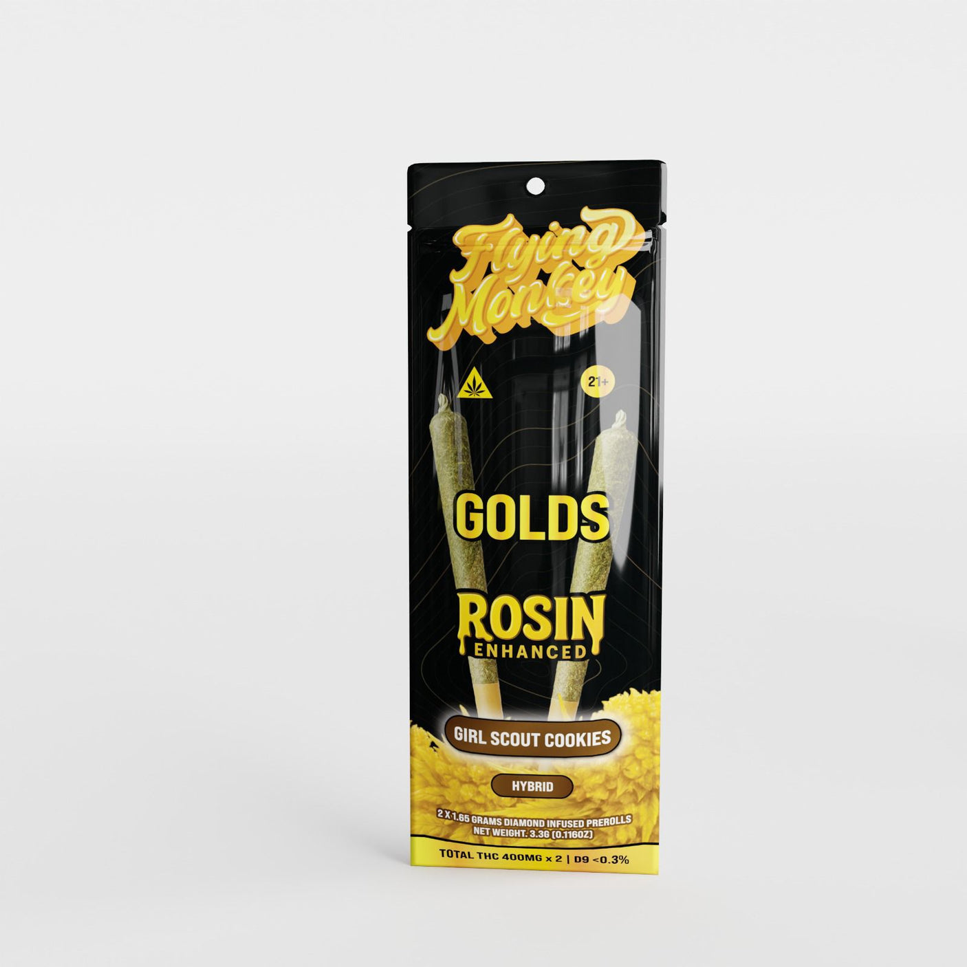 Flying Monkey GOLDS Rosin Enhanced Diamond Infused Prerolls 2 x 1.65g