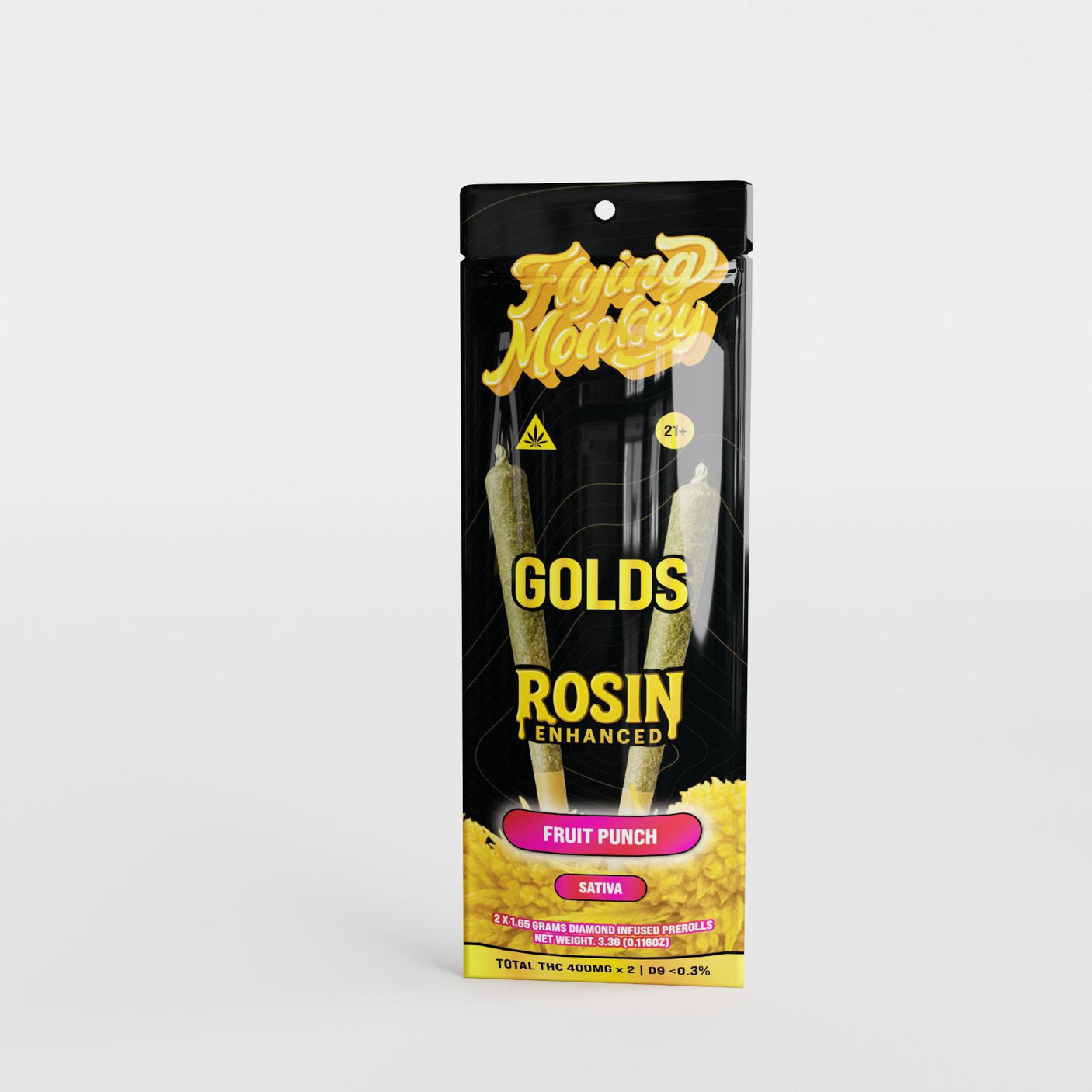 Flying Monkey GOLDS Rosin Enhanced Diamond Infused Prerolls 2 x 1.65g