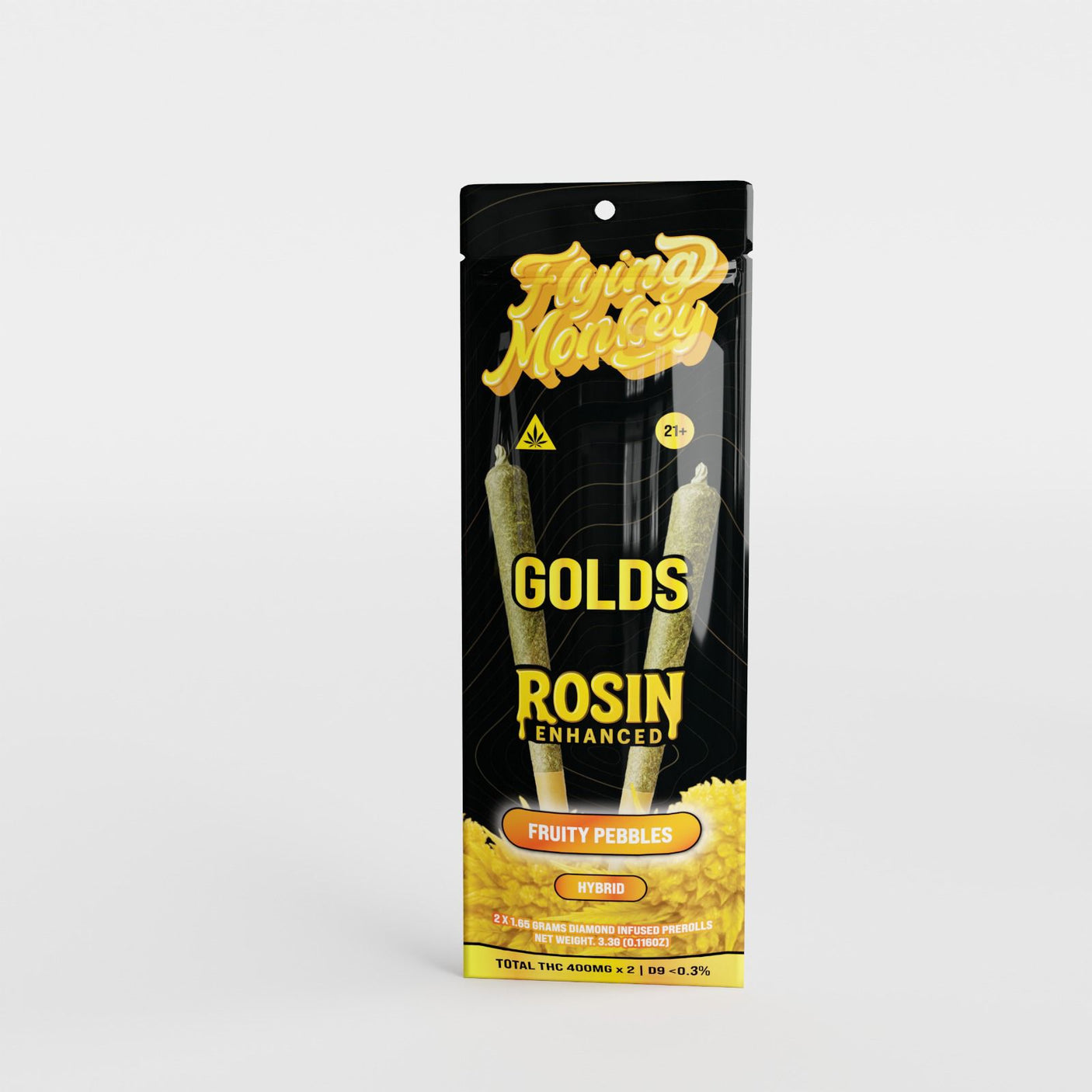 Flying Monkey GOLDS Rosin Enhanced Diamond Infused Prerolls 2 x 1.65g