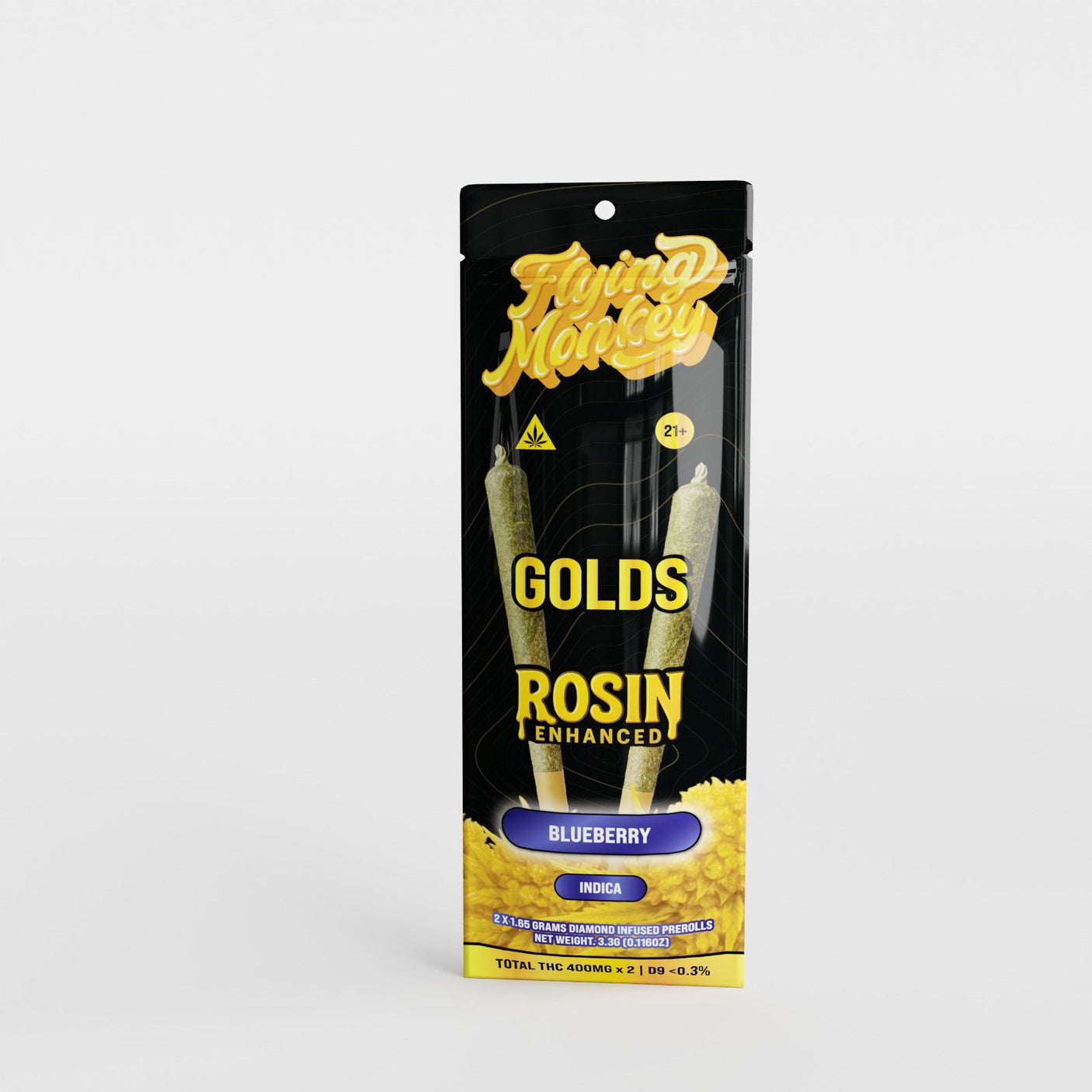 Flying Monkey GOLDS Rosin Enhanced Diamond Infused Prerolls 2 x 1.65g