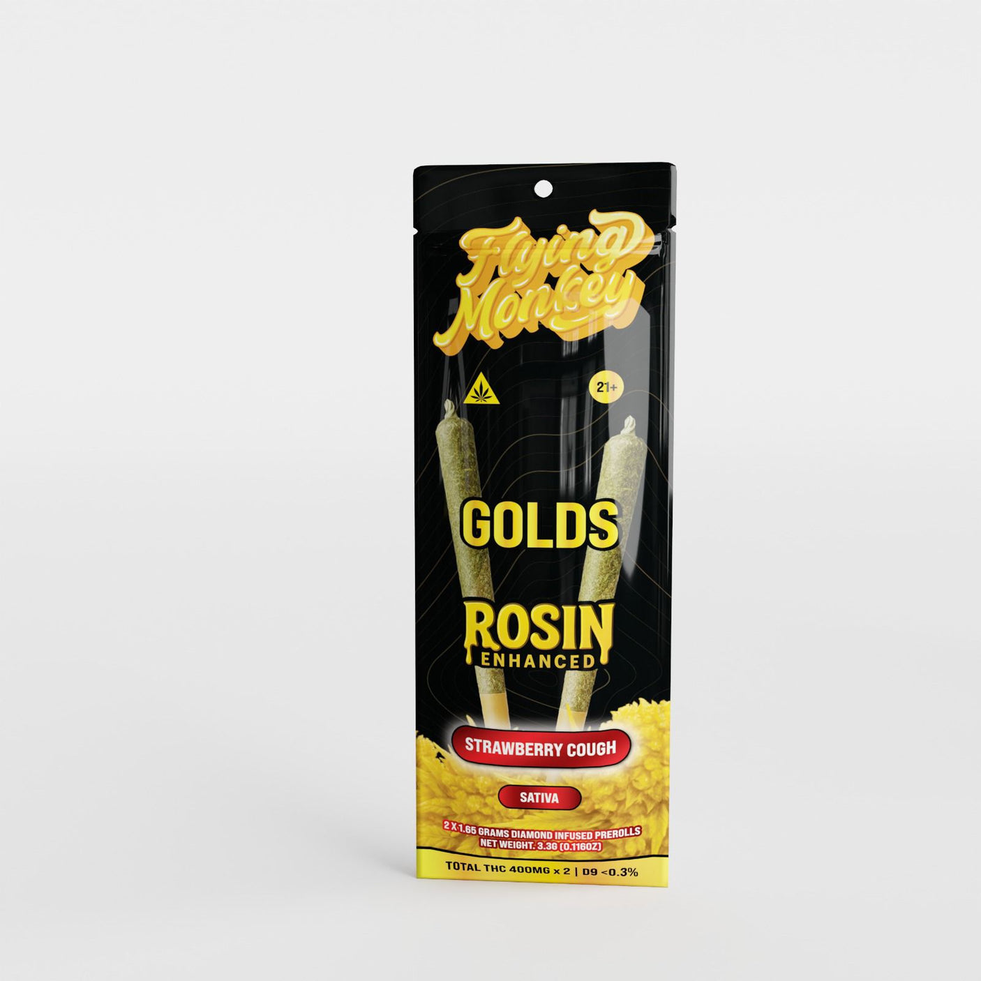 Flying Monkey GOLDS Rosin Enhanced Diamond Infused Prerolls 2 x 1.65g