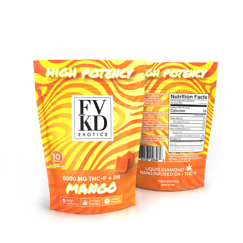 FVKD Exotics THC-P + D8 + D9 Gummies 6000mg/10ct