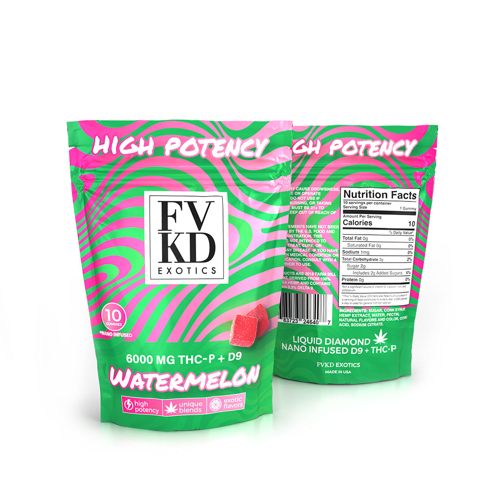 FVKD Exotics THC-P + D8 + D9 Gummies 6000mg/10ct