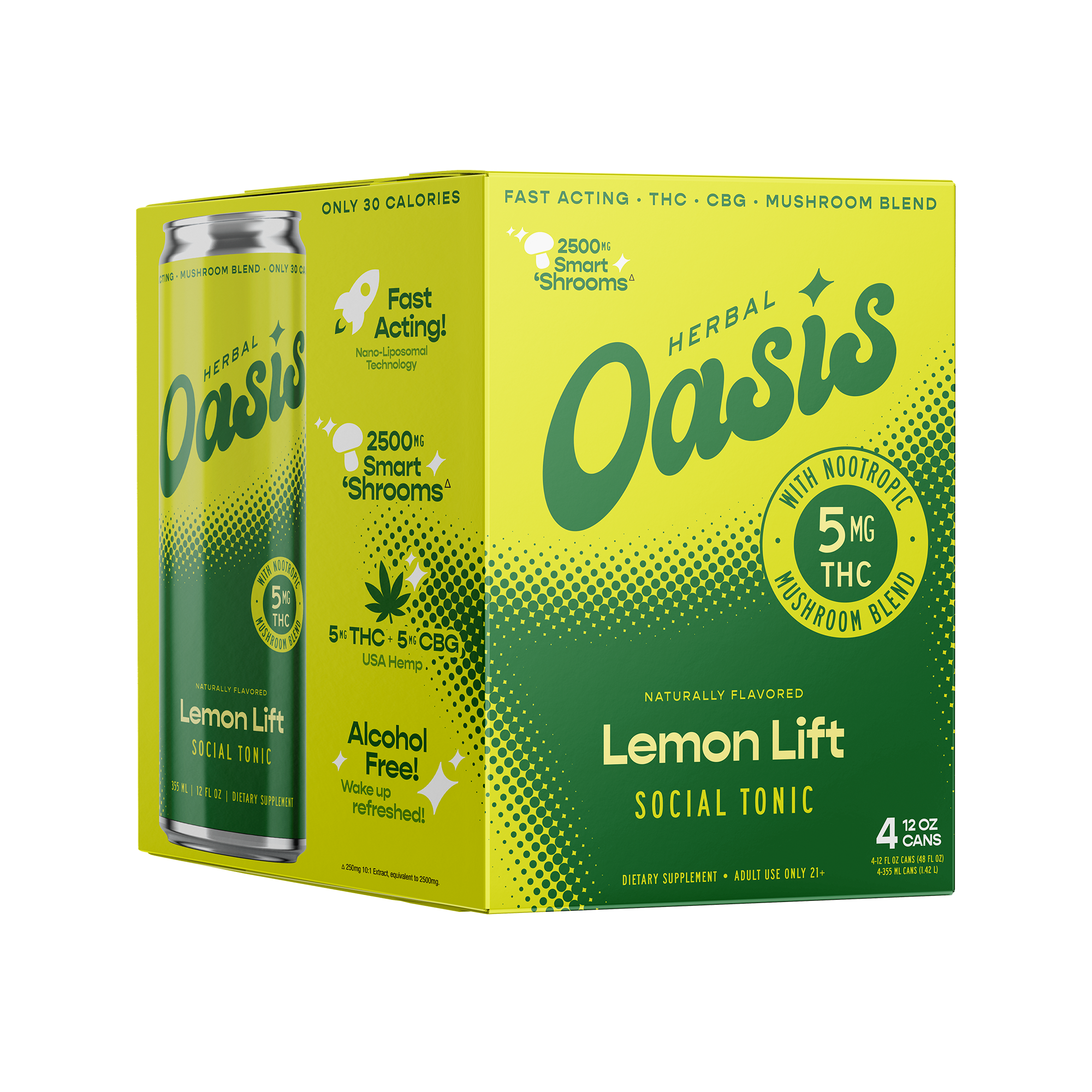 Herbal Oasis 5mg D9 + 5mg CBG Tonic 12oz 4 Pack