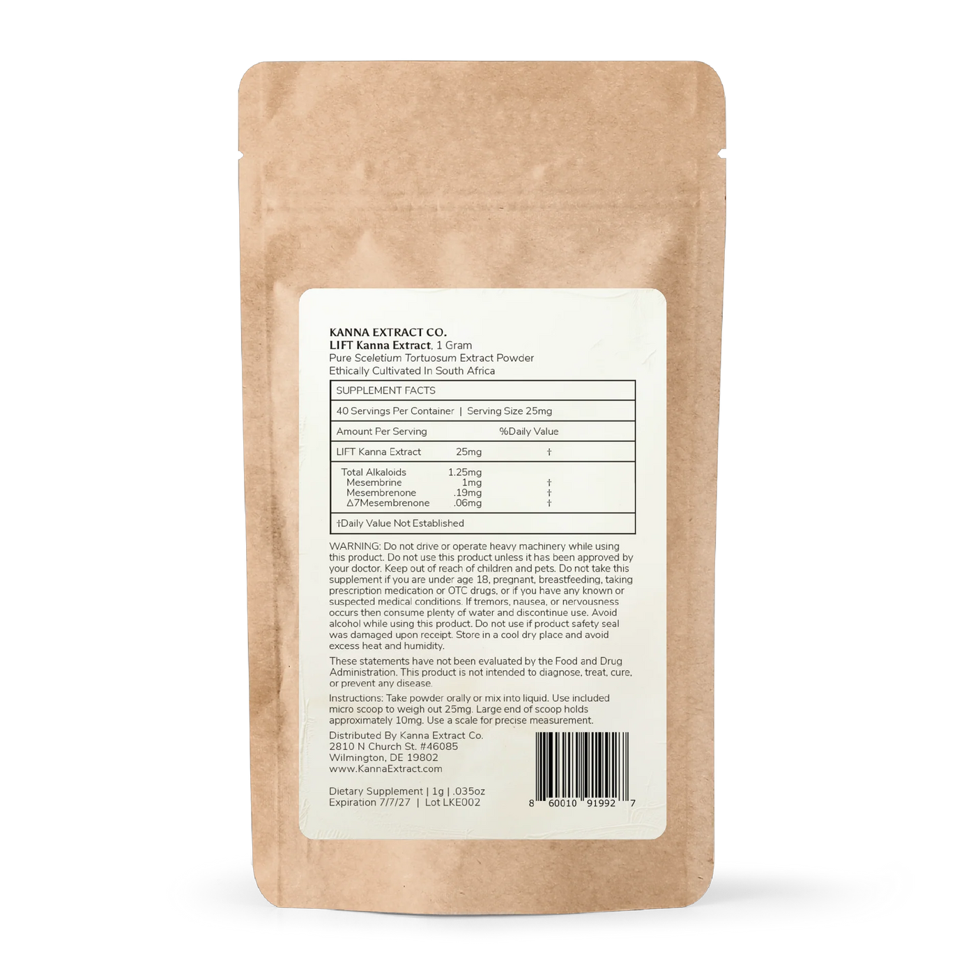 Kanna Extract LIFT Powder 1 Gram