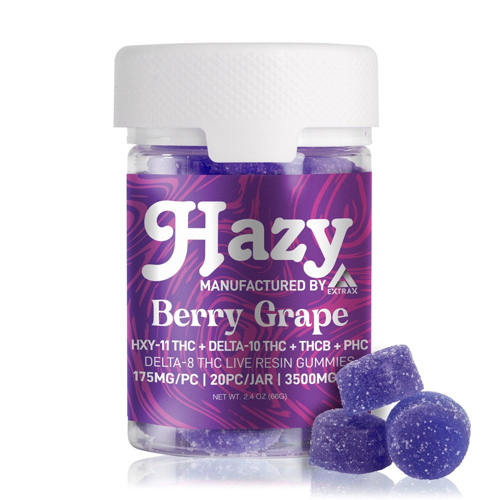 Hazy Extrax Delta-8 + Delta-10 + HXY-11 + THC-B + PHC Live Resin Gummies 20ct