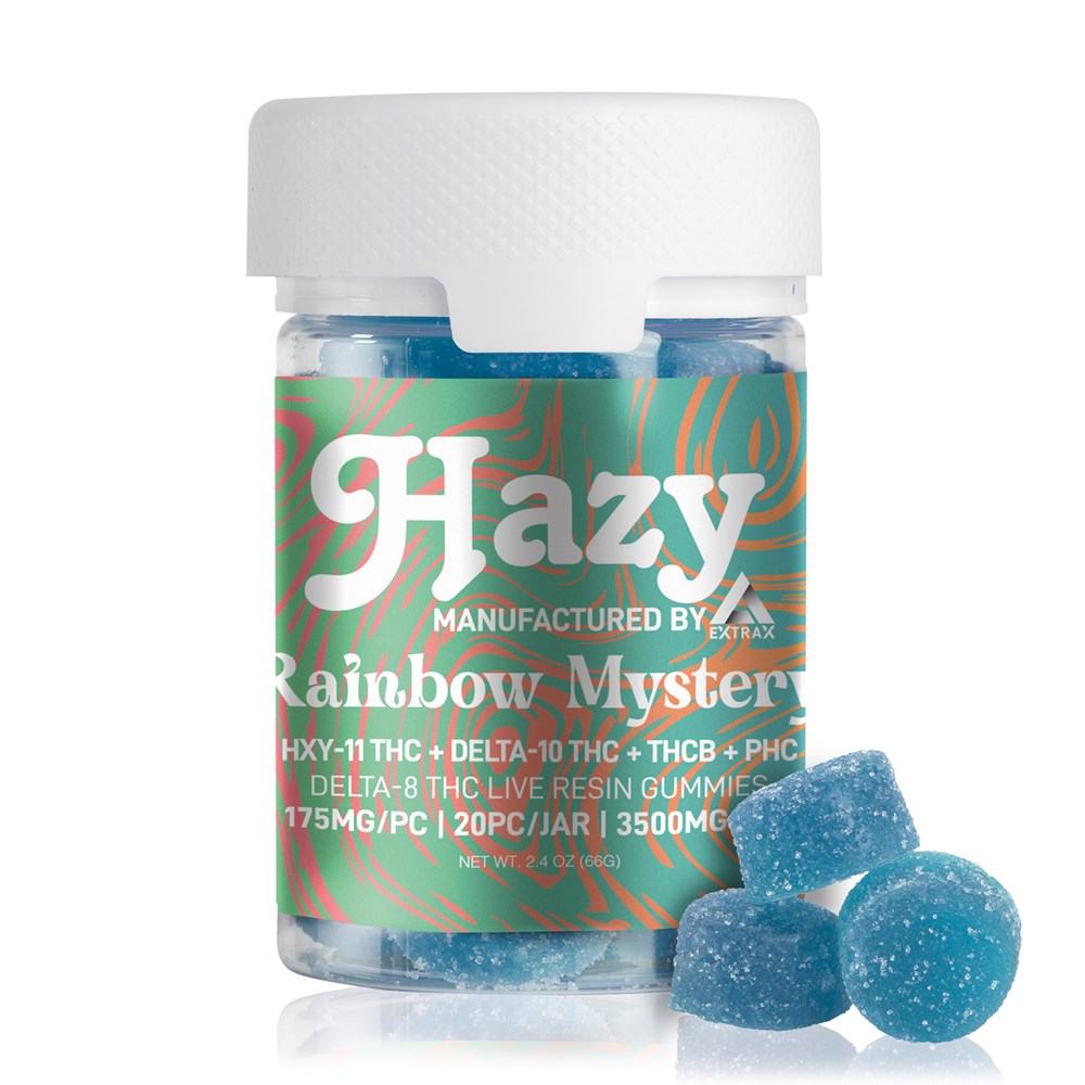 Hazy Extrax Delta-8 + Delta-10 + HXY-11 + THC-B + PHC Live Resin Gummies 20ct